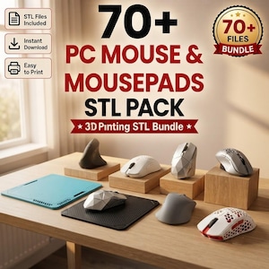 70+ PC Mouse & Mousepad STL Pack, 3D Printer Files Bundle, Printable Computer Mouse Models, Desk Setup Digital Download
