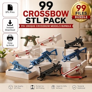 99 Crossbow STL Pack, Fantasy Crossbow Prop 3D Printer Files Bundle, Miniature Display Models, Cosplay Decor Digital Download