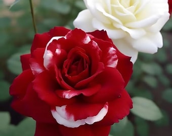 Semillas de rosas bicolores rojas y blancas, variedades tradicionales, no transgénicas.