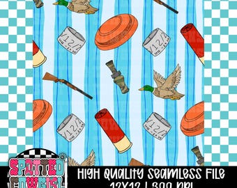 Blue Stripe Duck Hunt Seamless Pattern | High Quality 12x12 Seamless PNG | Commercial Use