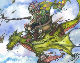 Dragon Art, Reproduction, Fantasy Art, Watercolor, 8x10, Print