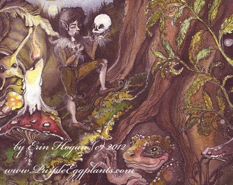 Fairy Art, Reproduction, Print, of Fairy Man reciting poetry in the forest