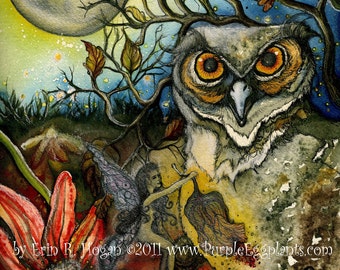 Fairy Art, Print, Reproduction, Owl, Moon Fantasy 8x10 Print