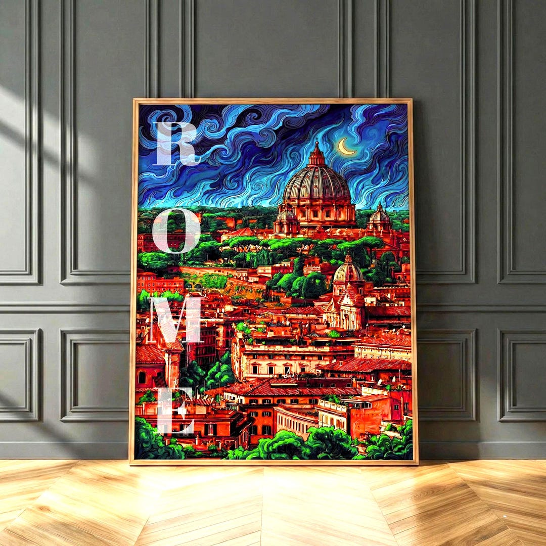 Rome Wall Art Print, Vatican Cityscape, Colorful European Travel Decor ...