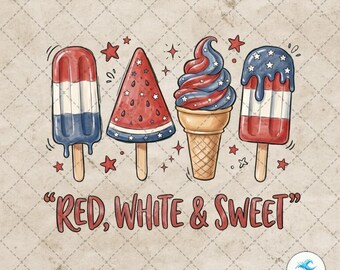 Rot, weiß und süß PNG, 4. Juli Popsicle-Sublimationsdesign, Vaterländische Eiscreme PNG, Sommer-Shirt-Design, digitaler Download, DTF-Druck