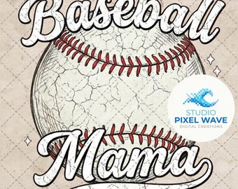 Retro Baseball Mama PNG, Distressed Game Day Sublimation, Vintage Baseball Mom Shirt Design, Muttertagsgeschenk Png, Baseball Mama Png