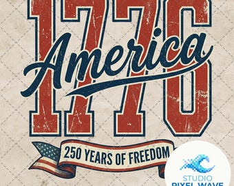 USA 250-jähriges Jubiläum PNG, 1776 Amerika Sublimationsdesign, Retro Patriotische 250 Jahre Freiheit Shirt Art, Semiquincentennial digitale Datei