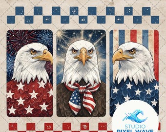 Weißkopfseeadler PNG 4. Juli Sublimationsdesign, Retro American Flagge Adler Shirt, USA Unabhängigkeitstag Digital Download Clip Art