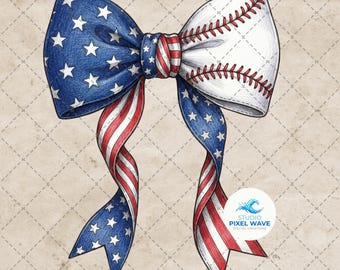 Patriotische Baseballschleife Png, Kokette 4. Juli Png, Baseball der amerikanischen Flagge Sublimation, Baseball Mama Shirt, Spieltag Png Digitaler Download