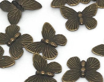 Butterfly stamping antique brass ox DIY jewelry supply (x4)