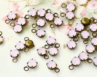 Rosewater opal crystal 4mm 1 loop setting - antique brass