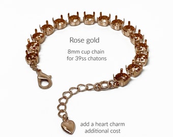 Rose gold - 39ss (8mm) empty cup bracelet base
