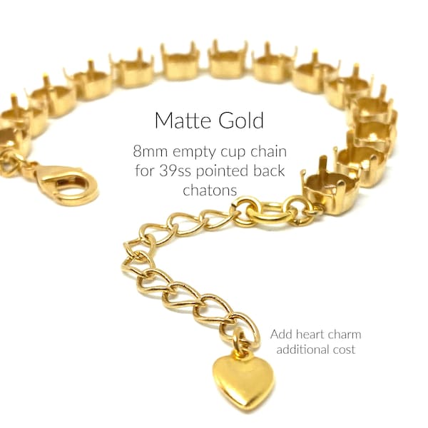 8mm 39ss empty cup chain bracelet - Matte Gold