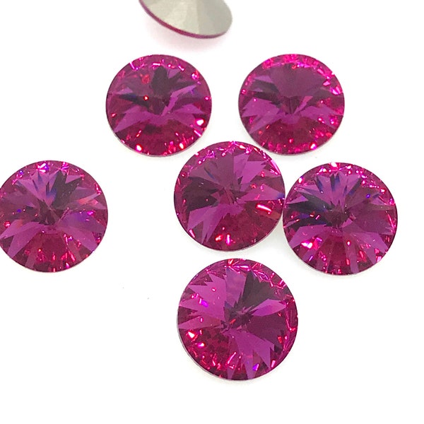 Fuchsia 12mm rivoli crystals Preciosa Maxima