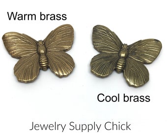 Butterfly large brass stamping antique brass (x2)