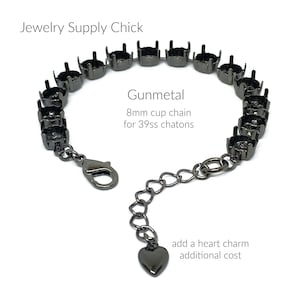 Gunmetal - 8mm 39ss empty cup chain bracelet