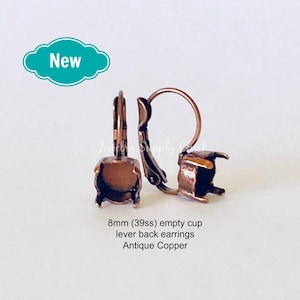 Antique Copper 39ss (8mm) empty cup lever back earring base