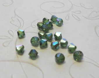 4mm Green Turmaline ab Swarovski bicone beads (x24)
