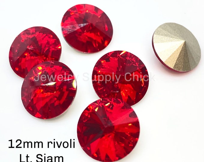 Light Siam 12mm Rivoli Swarovski Crystal - Etsy