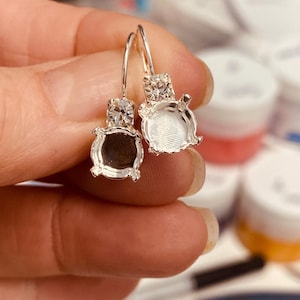 39ss lever back earring base with crystal accent - choose finish