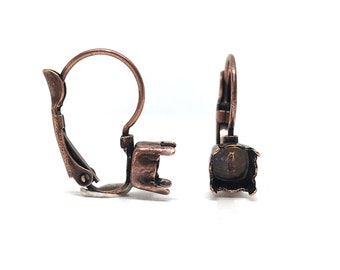 29ss (6mm) lever back earring base - antique copper