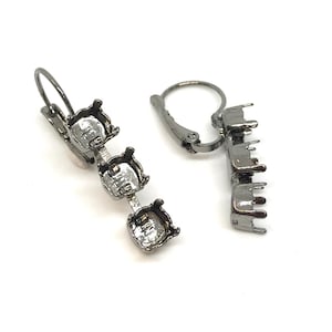 39ss (8mm) 3 empty cups lever back earring - Choose finish