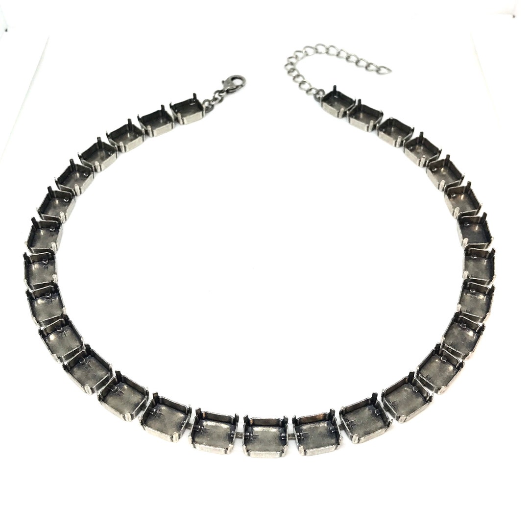 12x10mm Octagon Cup Chain Necklace Base Antique Silver Etsy