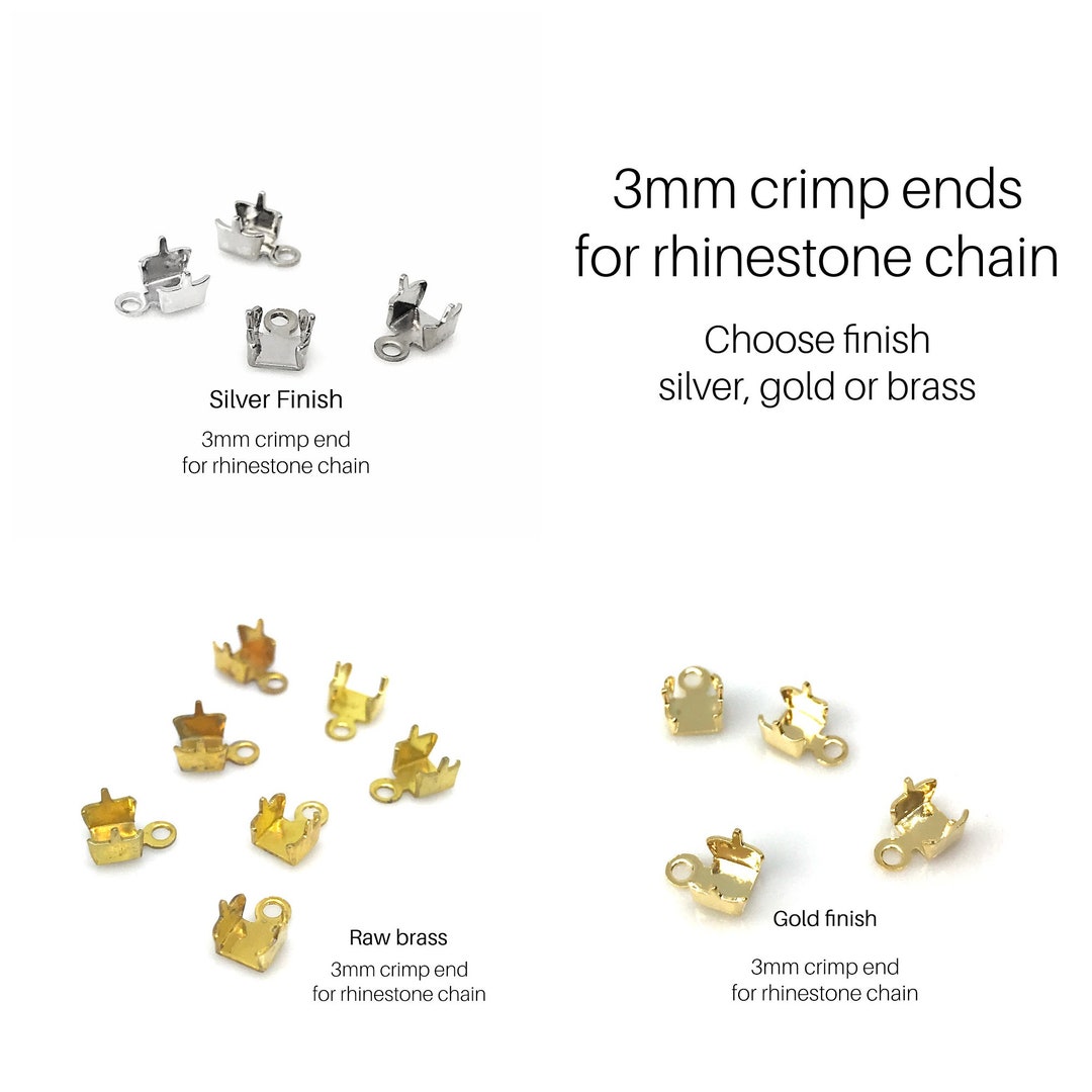 3mm Crimp End Connector for Rhinestone Chain Choose Finish 12 Etsy
