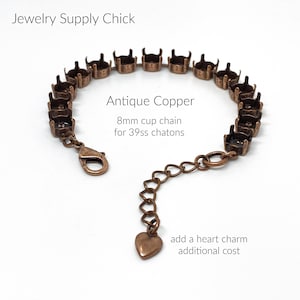 Antique copper - 8mm 39ss empty cup chain bracelet