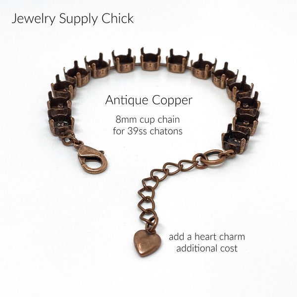 8mm 39ss empty cup chain bracelet - Antique Copper
