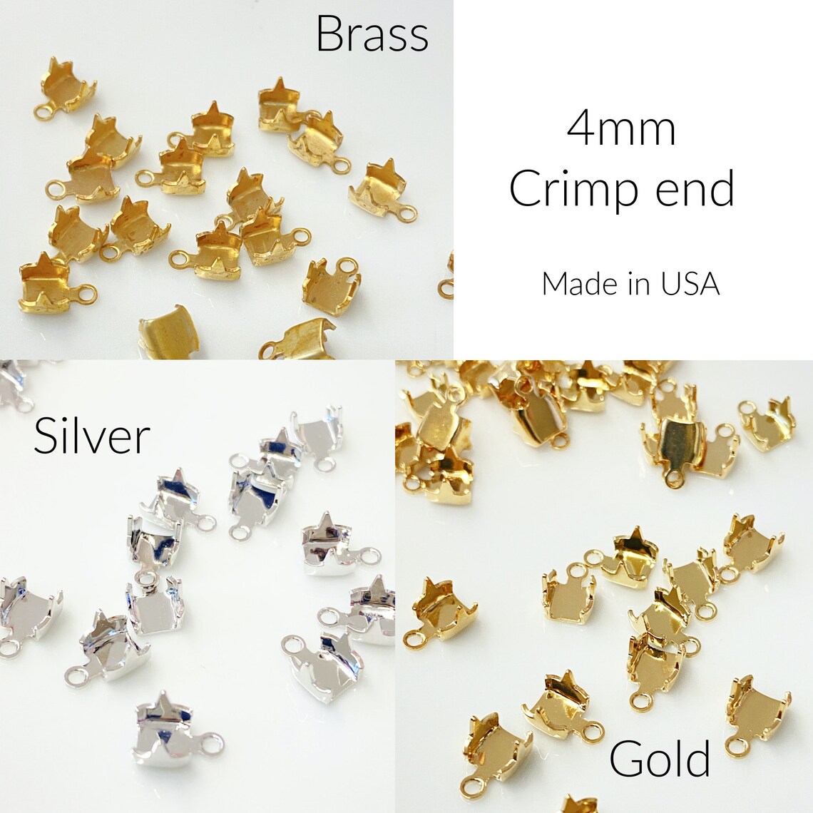 4mm 17ss Rhinestone Chain Crimp End Connector Choose Finish Etsy New