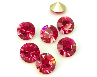 Chatones de cristal de 8 mm con punta trasera, color rosa indio, 39ss.