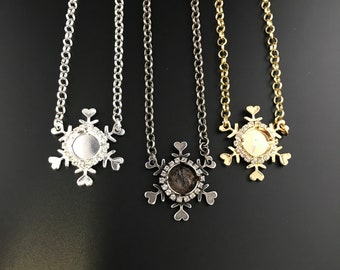 Snowflake empty cup necklace 12mm - Choose finish