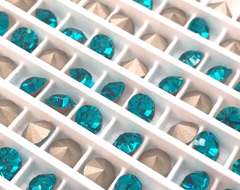 Blue Zircon 29ss (6mm) crystal pointed back chatons - Preciosa Maxima