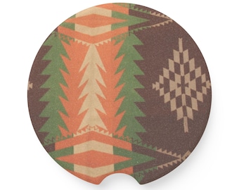 Southwest Geometric Pattern Soapstone Car Coaster | Native Inspired Car Drink Holder | outdoor rustic wedding decor | wedding gifts | party