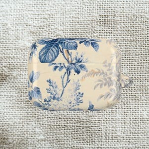 Blue Floral Toile AirPod Case | Vintage Botanical Pattern | case for ipods | gift