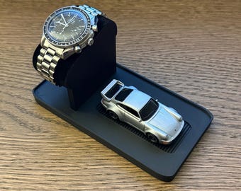 3D Printed Watch and Diecast Car Desk Display Stand – Collector Setup