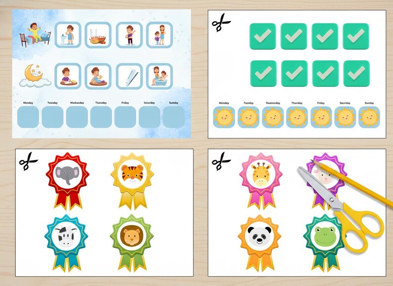 Check Mark Routine Kids Routine Chart Printable, Daily Habit Tracker for Girls, Behavior ...