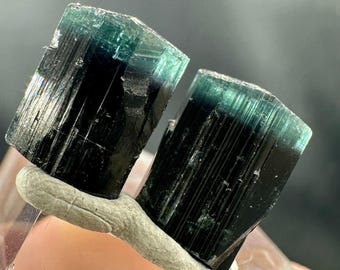 Natural Blue Cap Tourmaline 24.60 Ct | Indicolite Tourmaline Crystal Pair | Collector Specimen