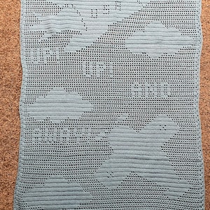Up! Up! and Away! Filet Crochet Blanket Pattern / Cross Stitch Pattern