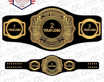 Custom Wrestling Championship Belt | Personalized logo Heavyweight Title | fantasy league Trophy