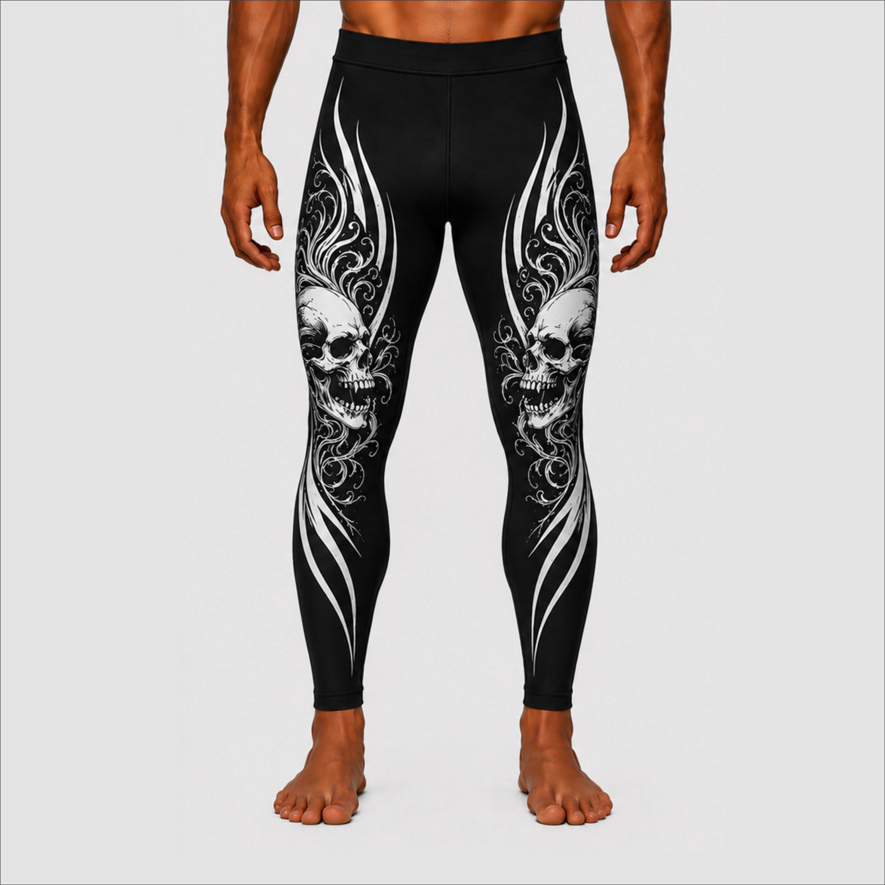 Men's Skull Wrestling Tights: Customizable Shiny Spandex