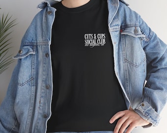 Schnitte & Tassen Social Club T-Shirt | Los Angeles Textgrafik, Rückendruck