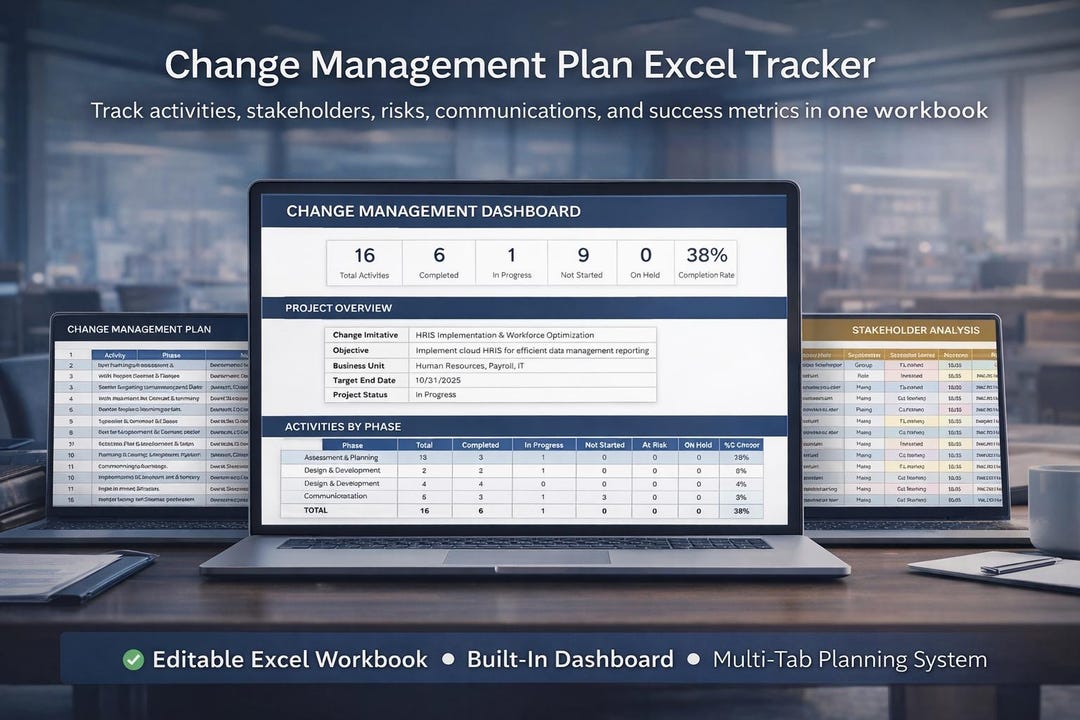 Change Management Plan Excel Tracker - Etsy