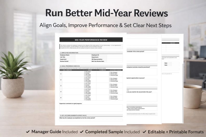 Mid-year Performance Review Template | Employee Review Form + Manager ...