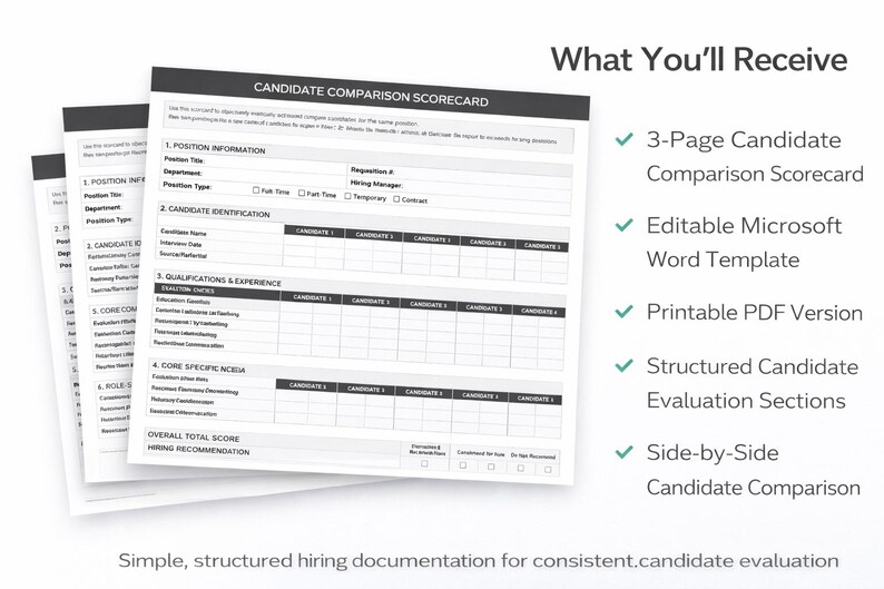 Candidate Comparison Scorecard Template | Interview Evaluation Form ...