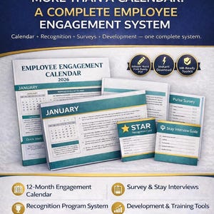 May include: An advertisement for "Slate HR Templates" promoting an employee engagement system. The image displays a calendar, recognition cards, and survey templates. Text includes "More Than A Calendar" and "Employee Engagement Calendar 2026."