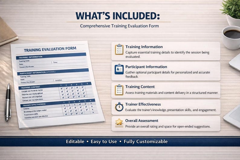 Training Kit Notepad Sample Training Evaluation Form for Employers - Etsy