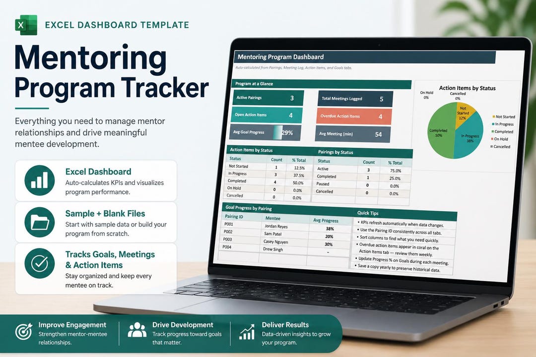 Tracker Us Programme Mentoring Program Tracker Excel Template - Etsy