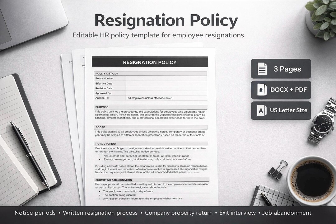 Resignation System.pdf Editable HR Resignation Policy Template (DOCX + PDF) - Etsy